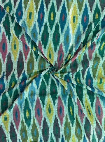 Multi Color Ikkat Cotton Fabric in Tradition kayya Design Handloom