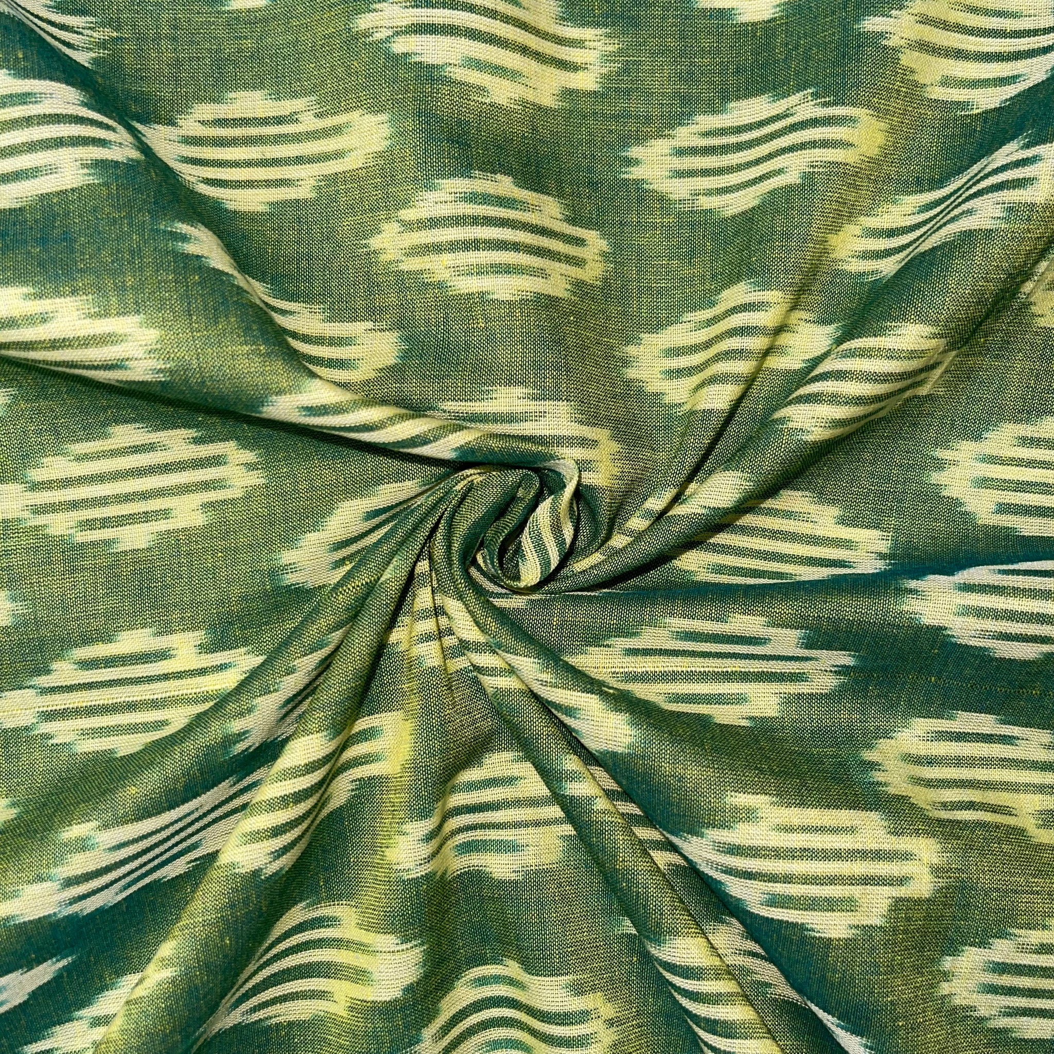 Green Mersiced Ikkat Cotton fabric