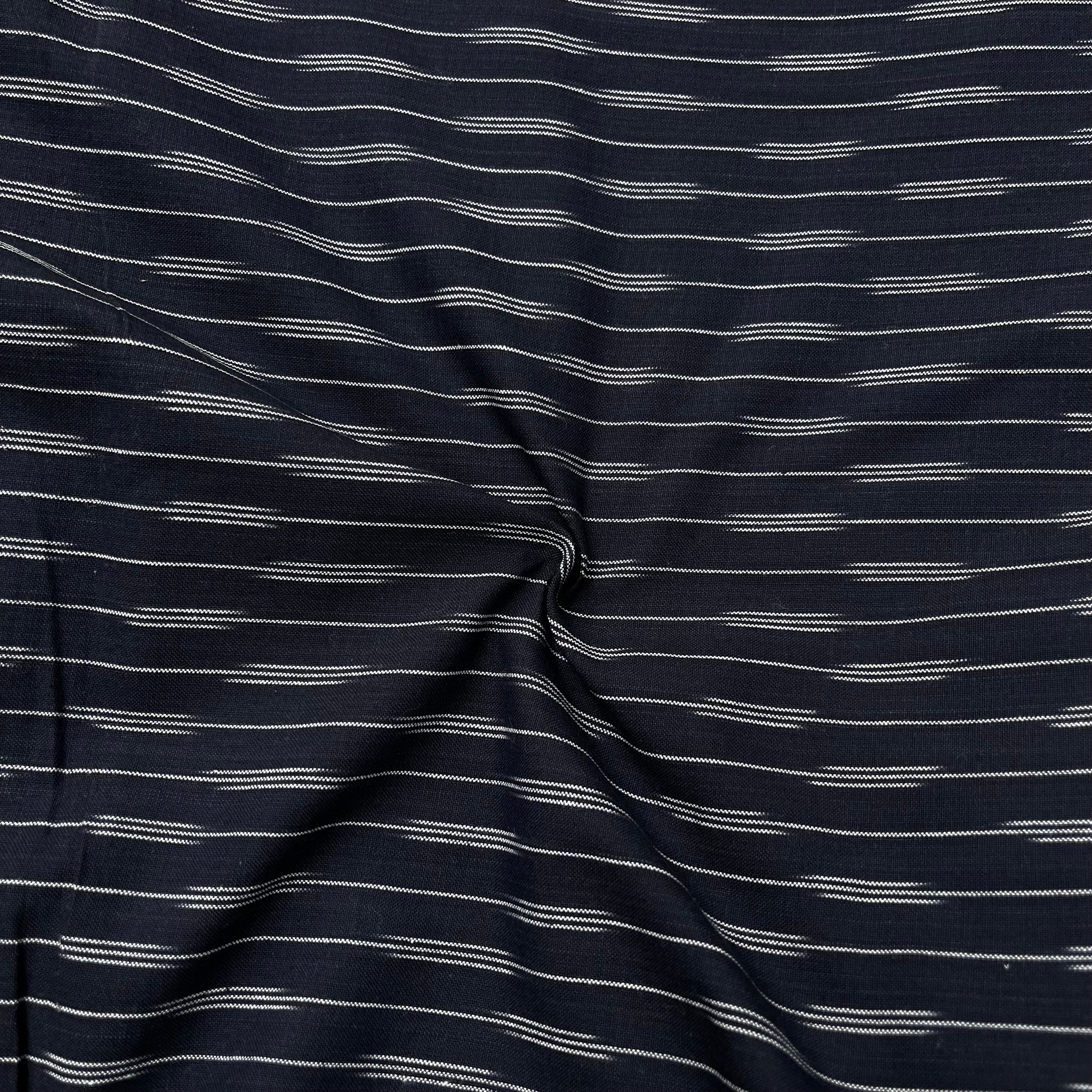 Navi Blue Colour Ikkat Cotton Fabric