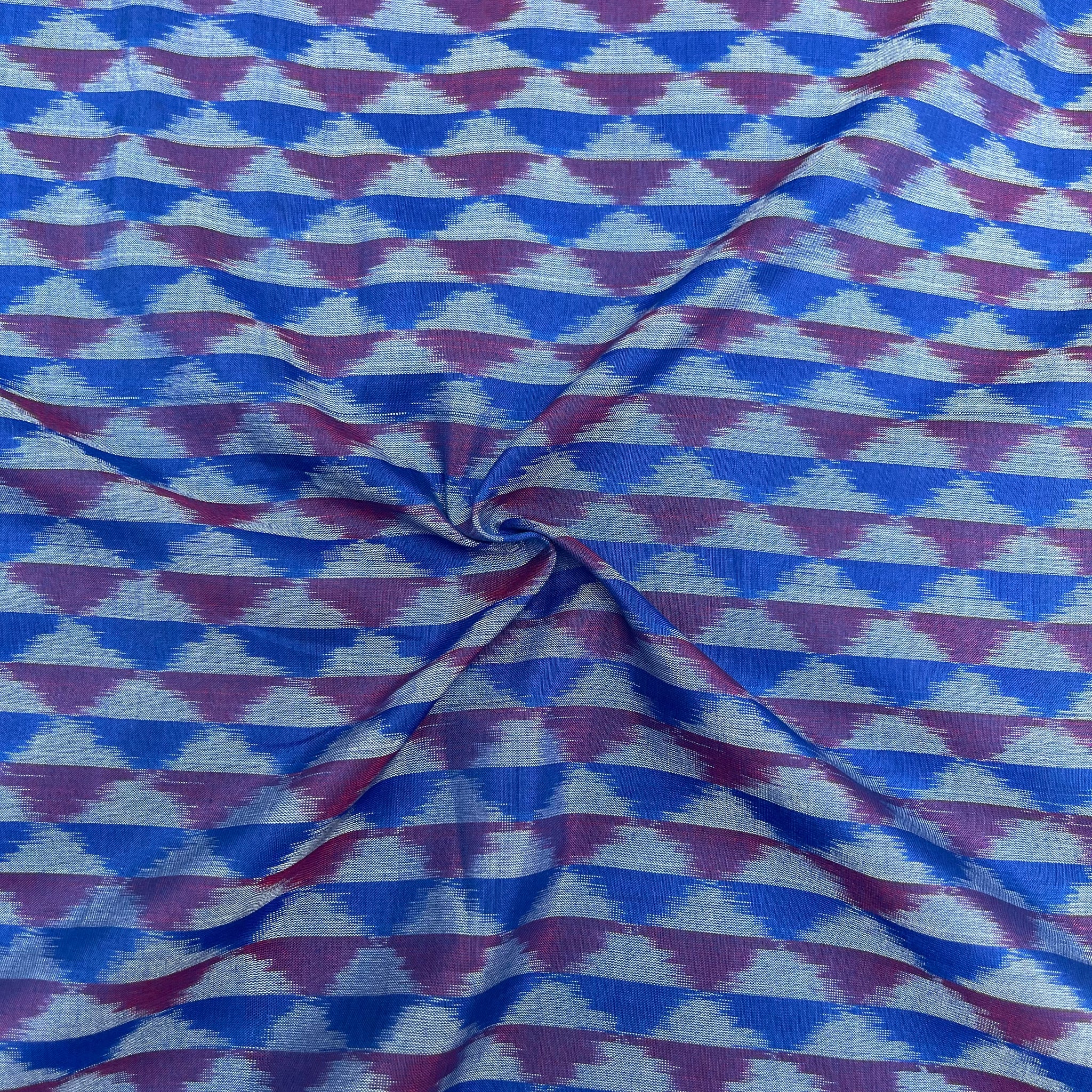 Multi Color Raw Silk Ikkat cotton Fabric