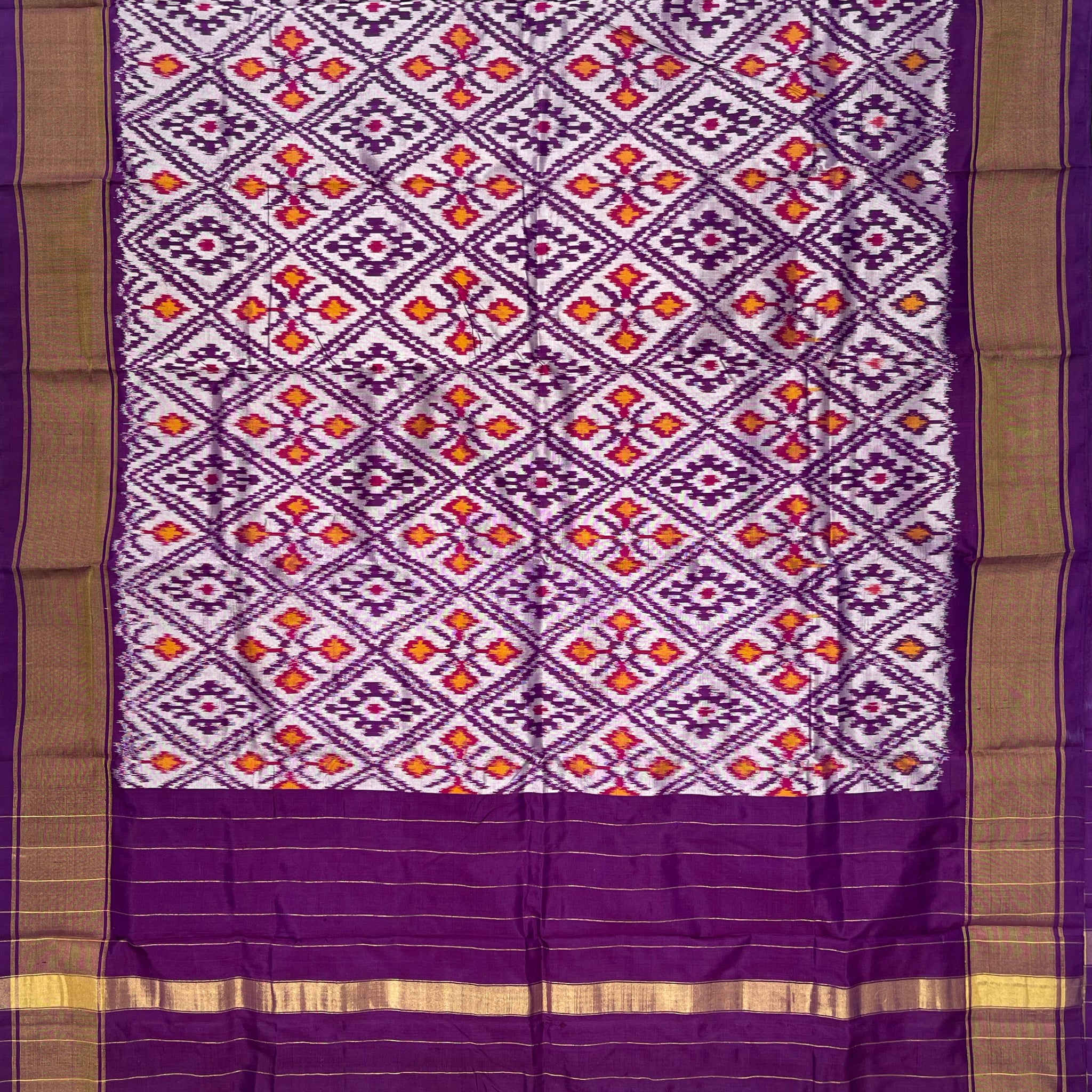 Purple colour Pochampalli Ikkat Handloom silk duppata