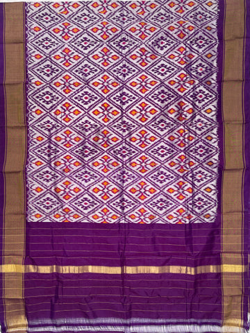 Purple colour Pochampalli Ikkat Handloom silk duppata
