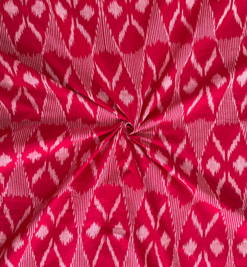 Combodian Red  ikkat Handloom Cotton Fabric