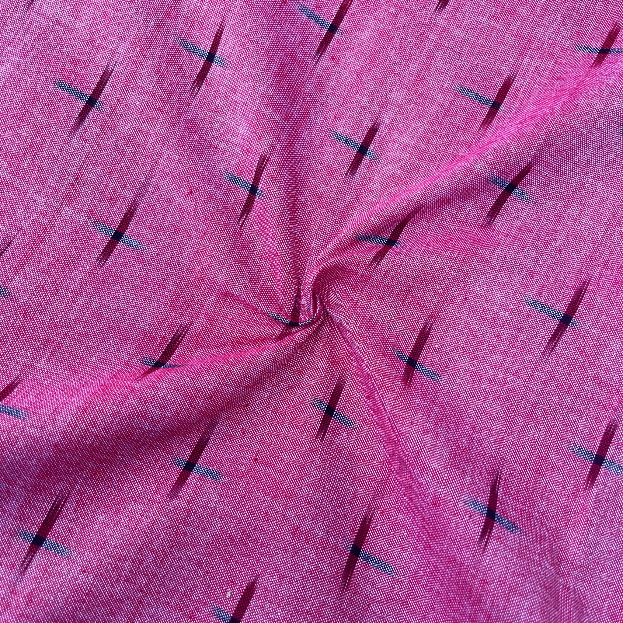 Pink Double ikkat Cotton Fabric