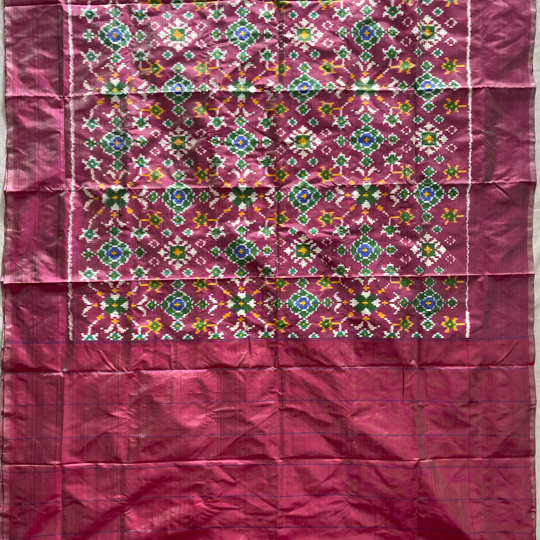 Pastel pink colour Ikkat Handloom silk duppata