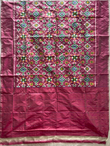 Pastel pink colour Ikkat Handloom silk duppata