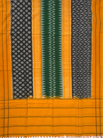 Pochampally Ikkat Cotton Duppata In Yellow & Black Colour