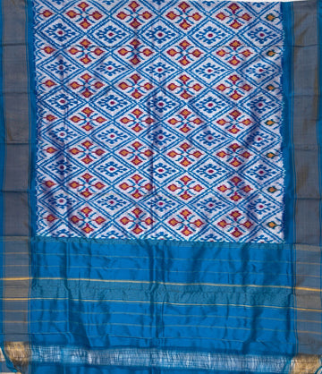 Sky Blue colour Pochampalli Ikkat Handloom silk duppata
