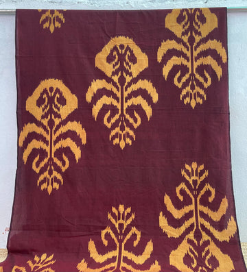 MARRON COLOR CENTRAL ASIAN IKKAT COTTON FABRIC