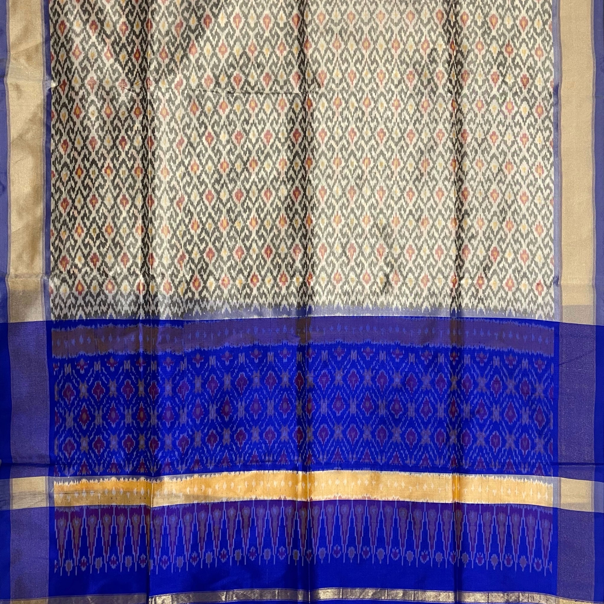 Tussar & Blue colour Ikkat Handloom silk duppata
