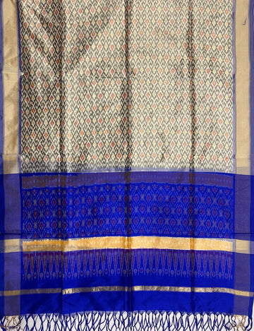 Tussar & Blue colour Ikkat Handloom silk duppata