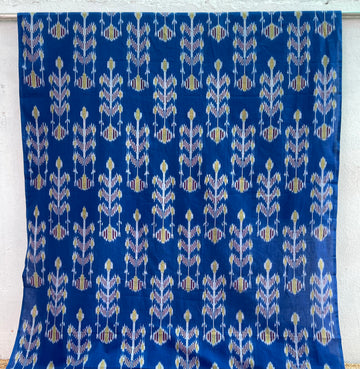 BLUE UZBEK IKKAT COTTON FABRIC