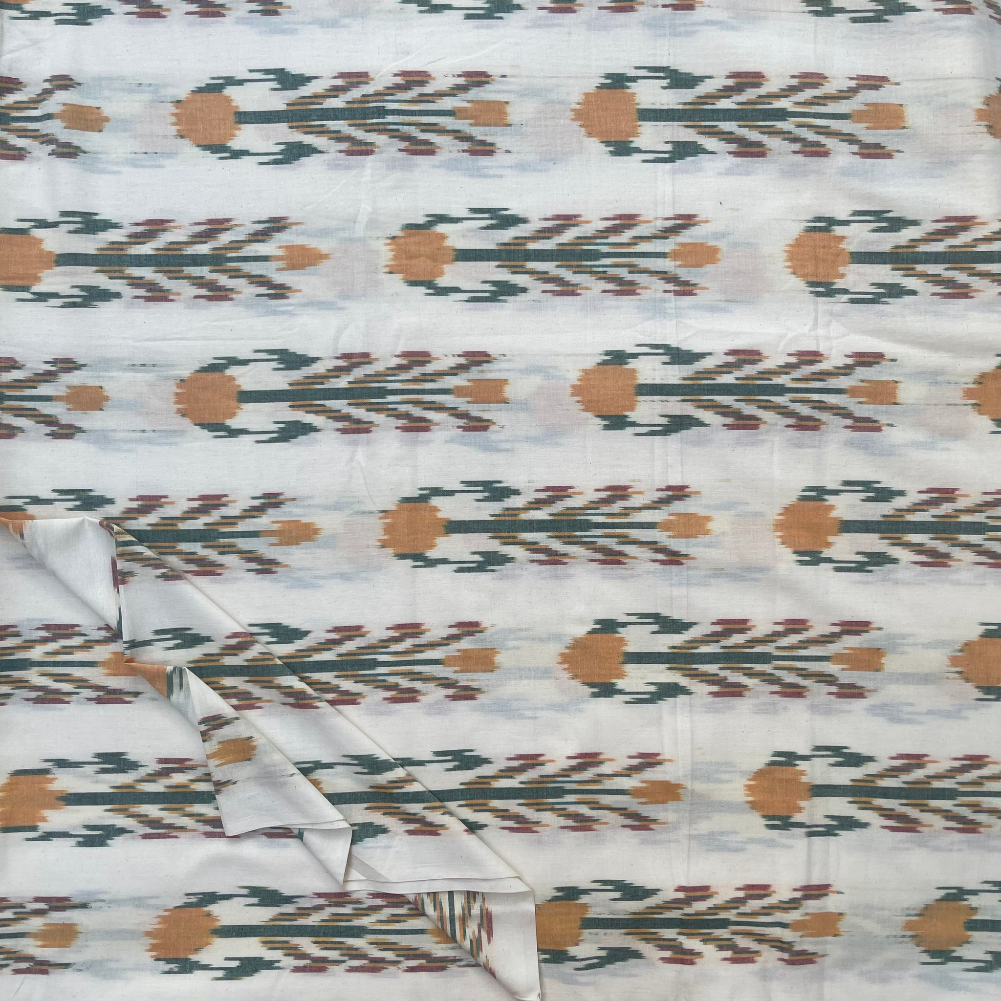 Off White Color Ikkat Pochampally Ikkat Cotton Fabric