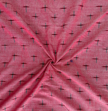 Double Ikkat Cotton Fabric In Pastel Pink Color