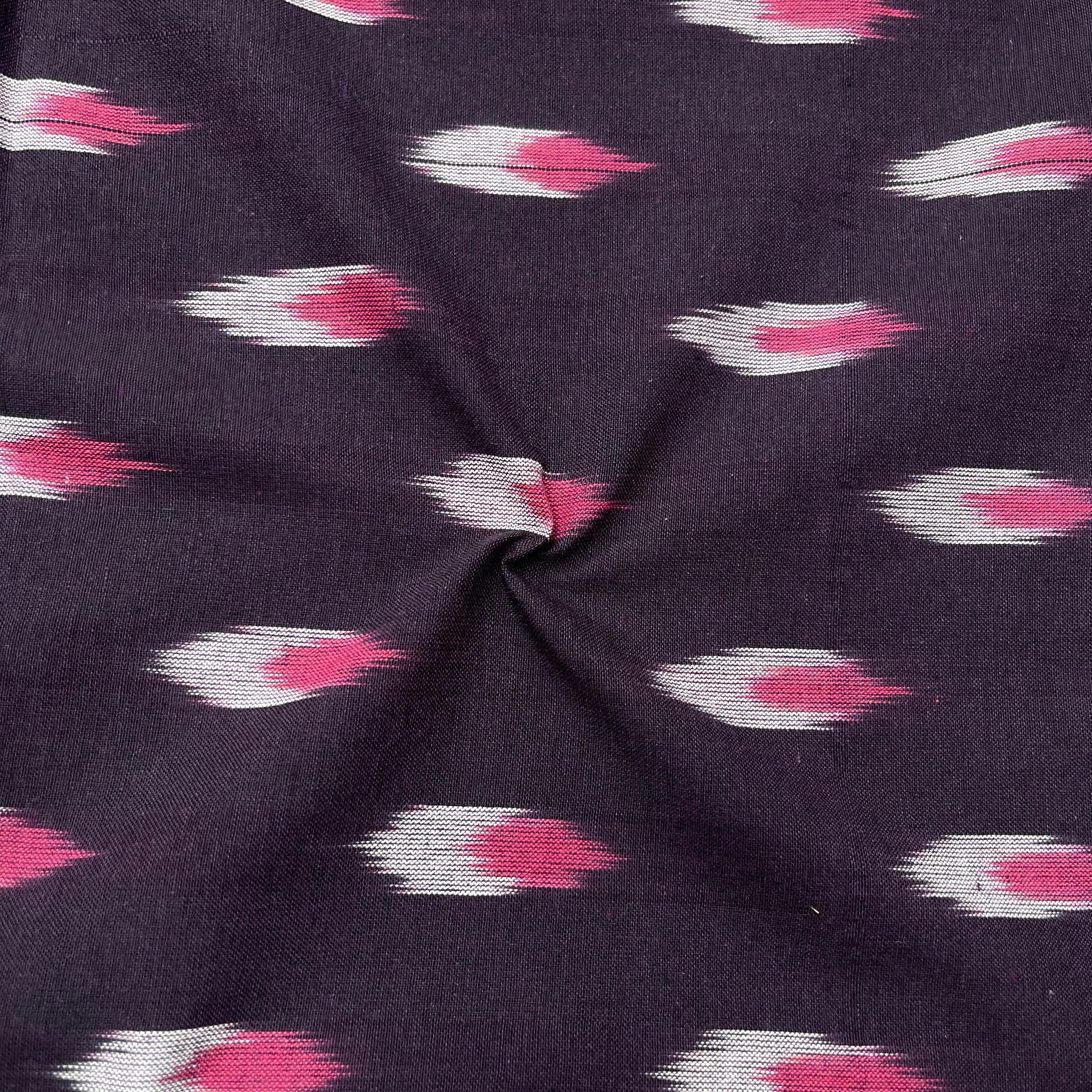 Wine Colour Ikkat Cotton Fabric