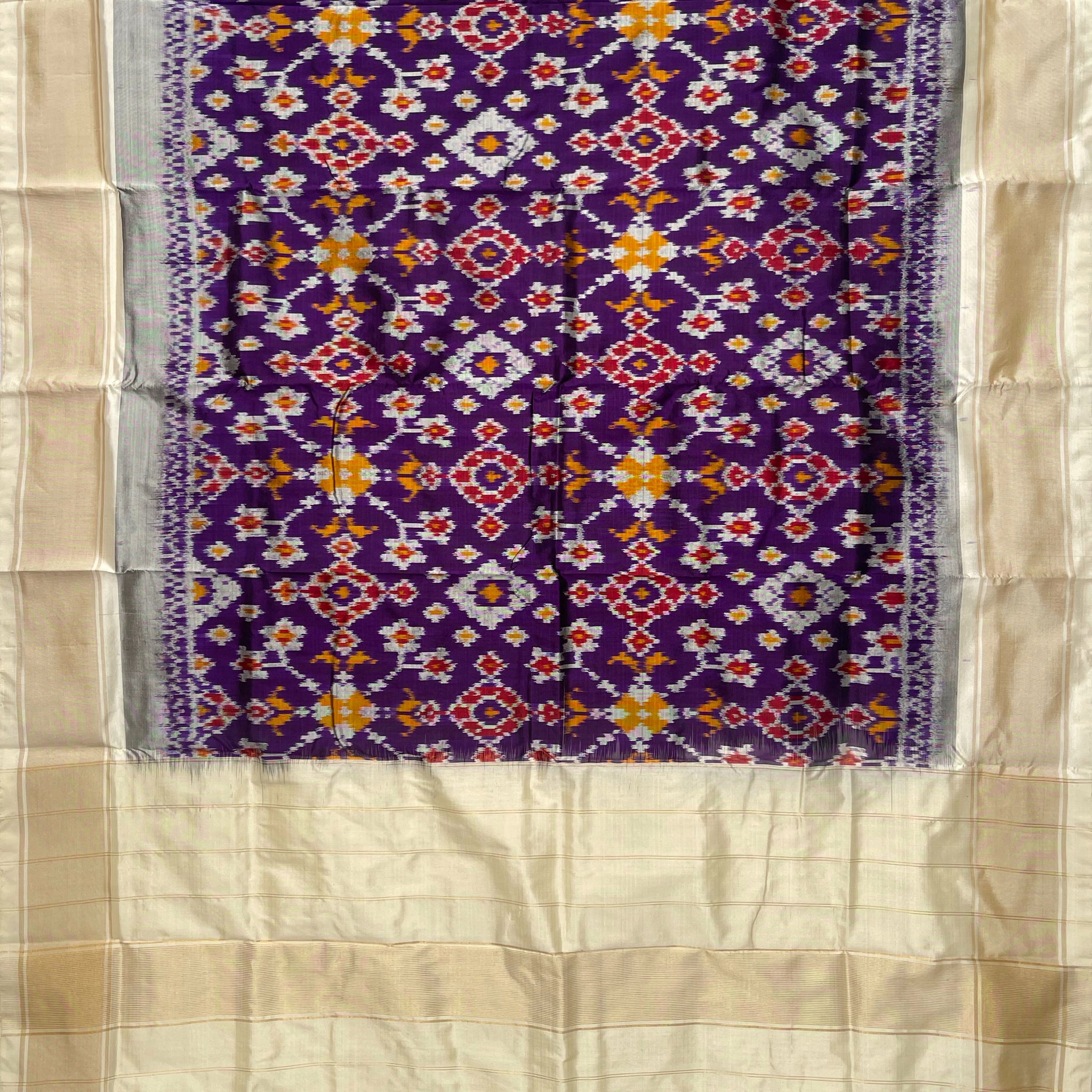 Black & Red colour Pochampalli Ikkat Handloom silk duppata