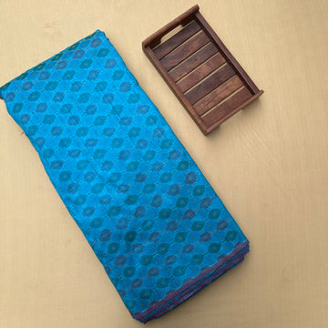 Sky Blue Color Ikkat Raw silk Fabric