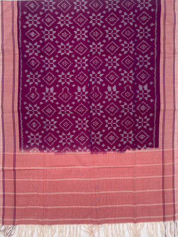 Pochampally Ikkat Cotton Duppata In Purple Colour