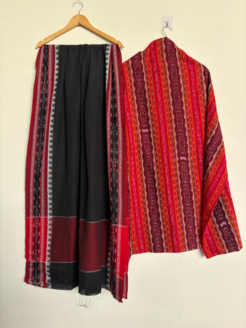 Pure Handloom Ikkat 3-Piece Dress Material Set