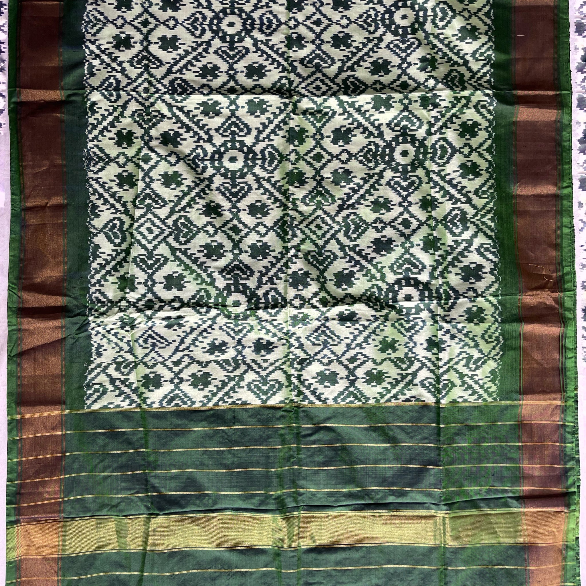 Green Ikkat Silk Duppata