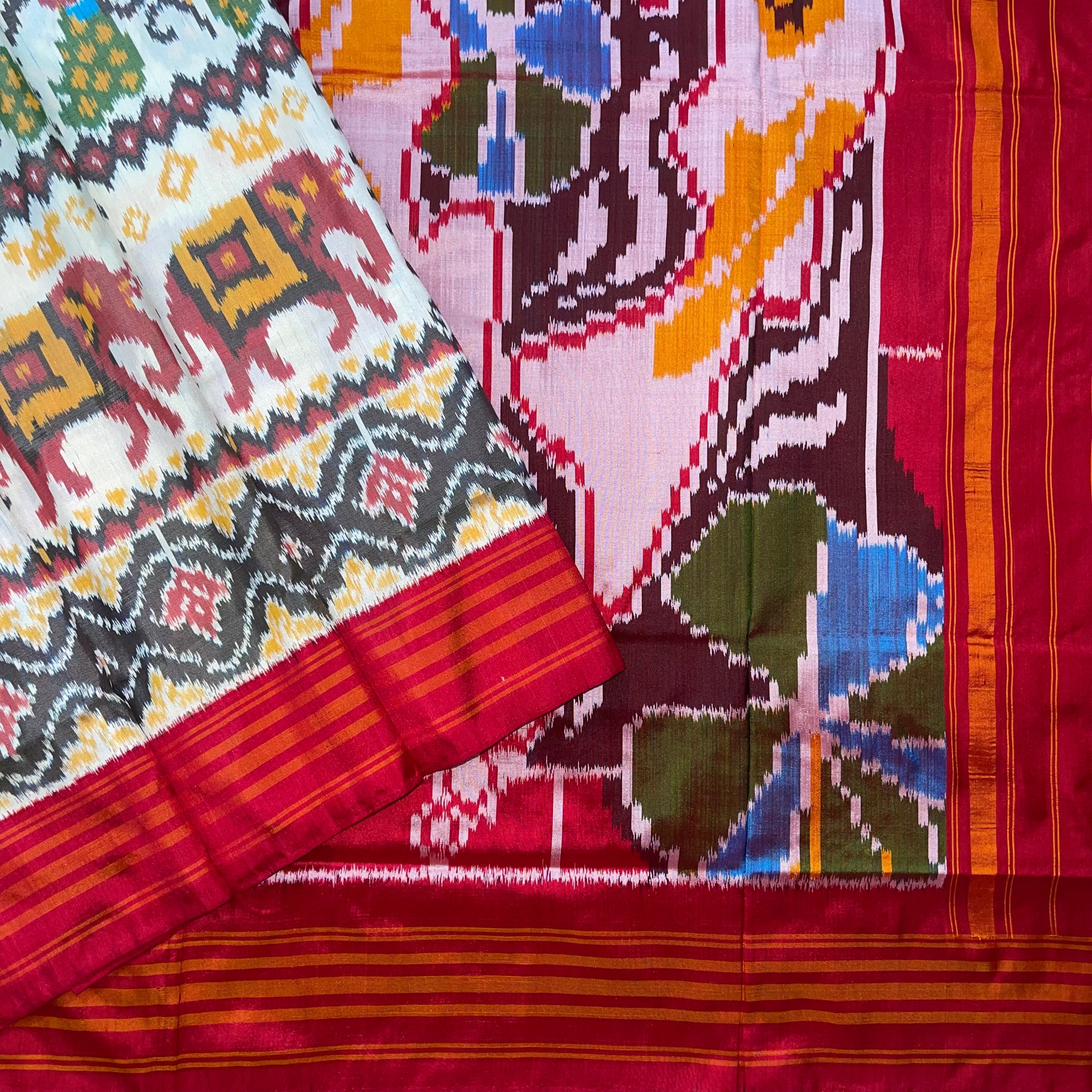 Off white Narikuja Pure Silk Sari
