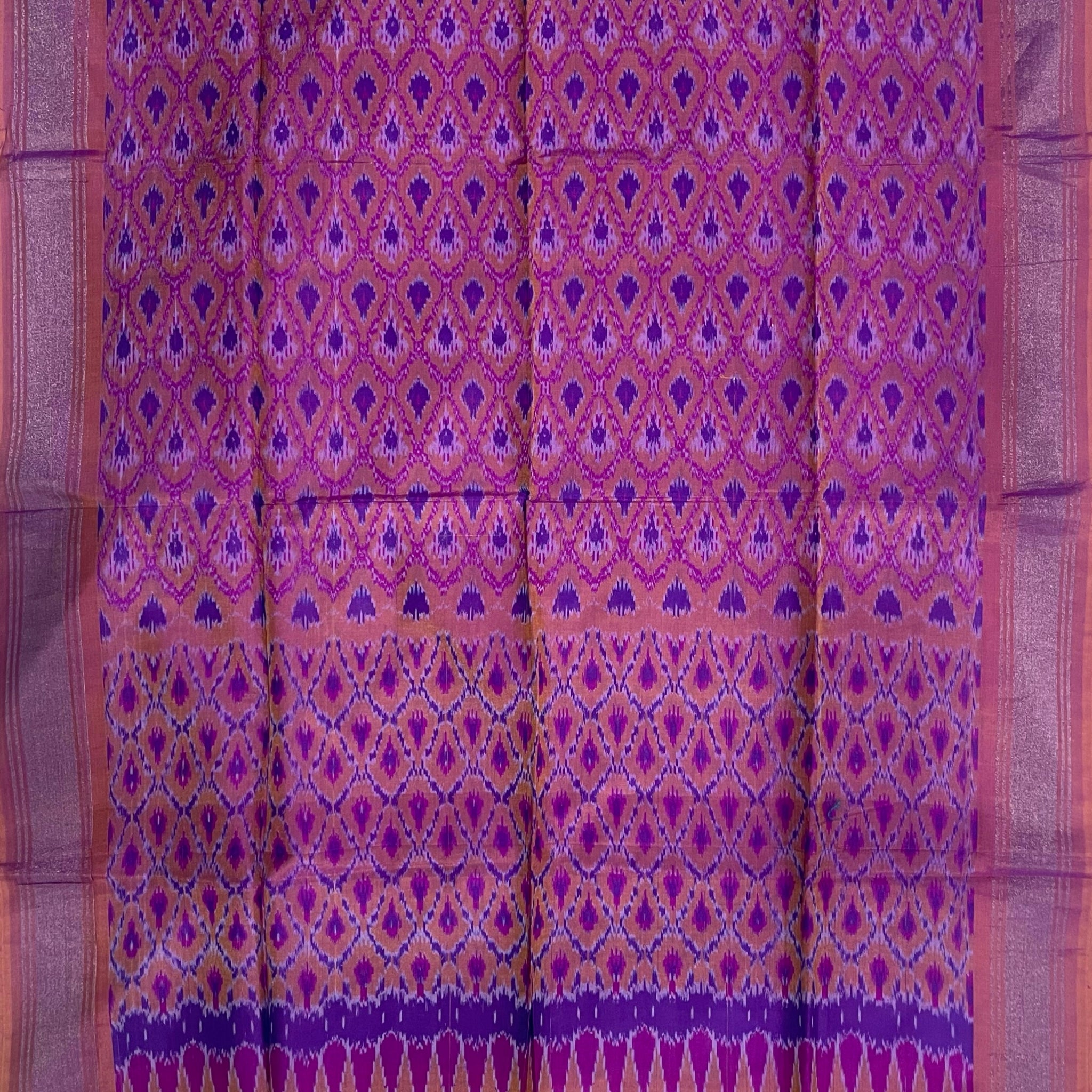 Purple Colour Pochampally Ikkat Silk Cotton Duppata