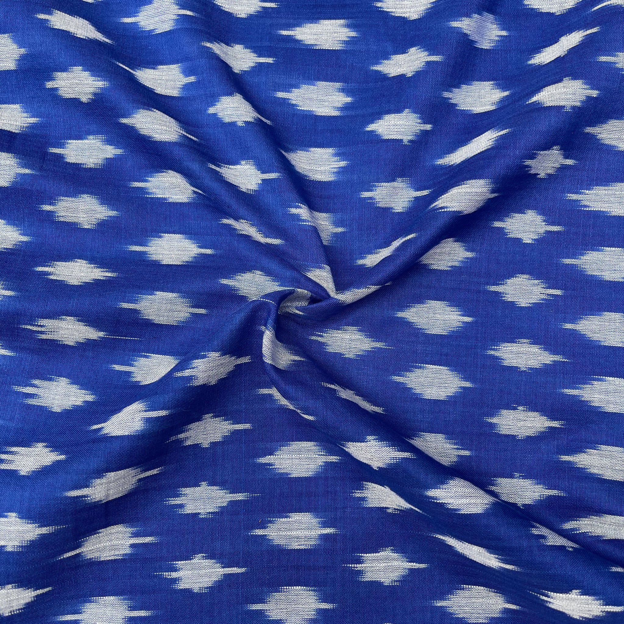 Mersiced  Blue colour Ikkat Cotton Fabric