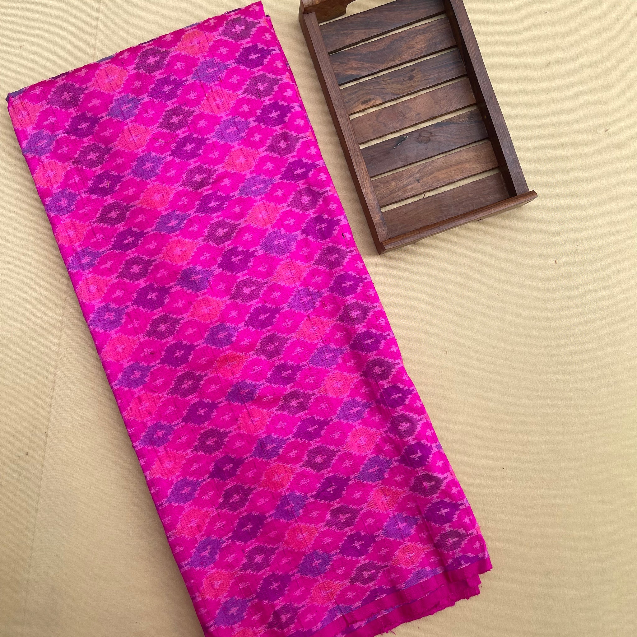 Pink Ikkat Raw silk Fabric