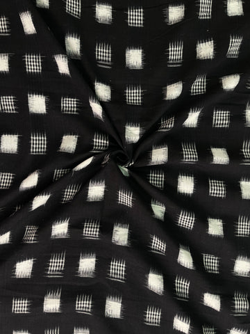Zet Black Double Ikkat Handloom Cotton Fabric