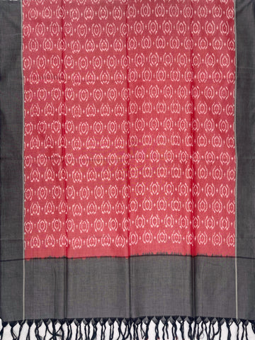 Pochampally Ikkat Cotton Duppata In Gray & Pestal Pink Colour