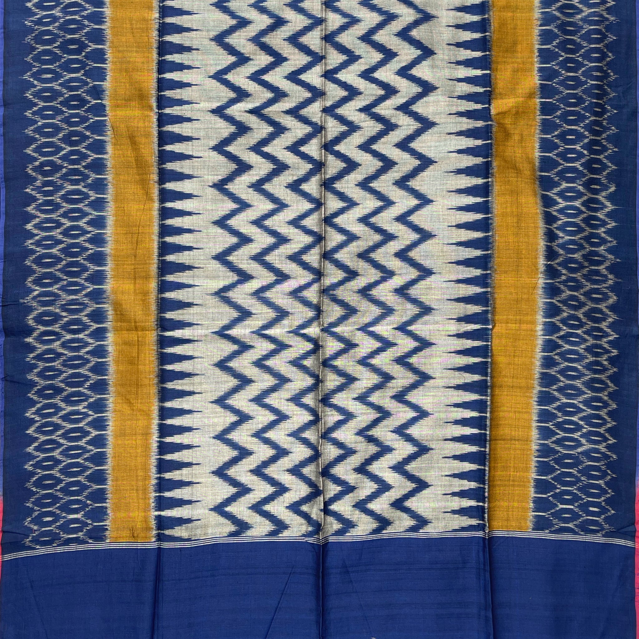 Pochampally Ikkat Cotton Duppata In Blue Colour