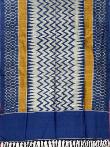 Pochampally Ikkat Cotton Duppata In Blue Colour