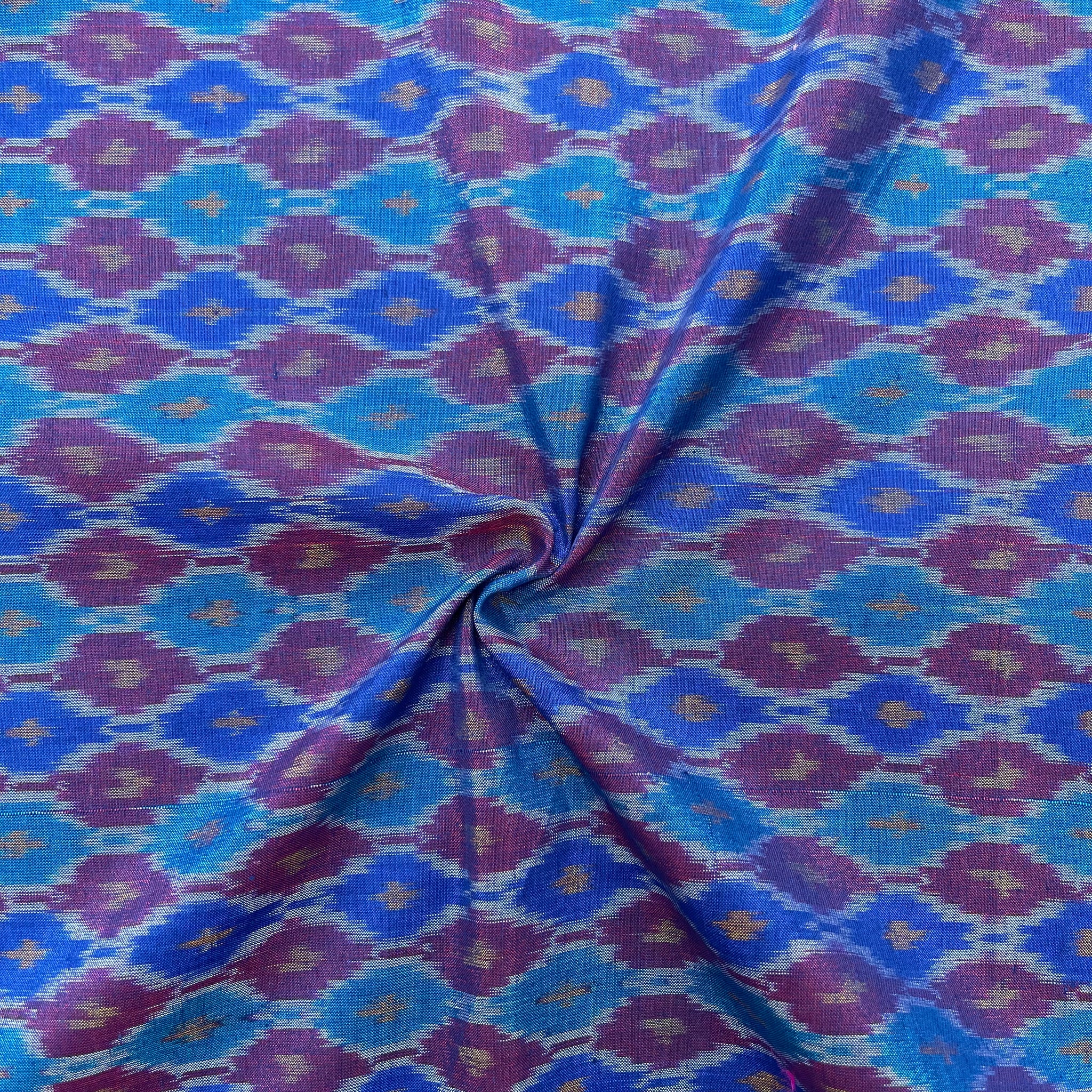 Multi Color Raw Silk Ikkat cotton Fabric