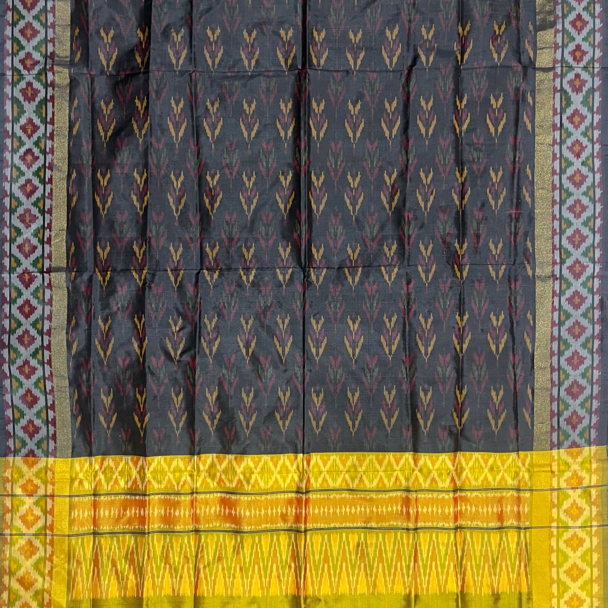 Black & Blue colour Ikkat Handloom silk duppata