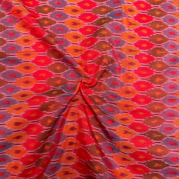 Multi Color Raw Silk Ikkat cotton Fabric