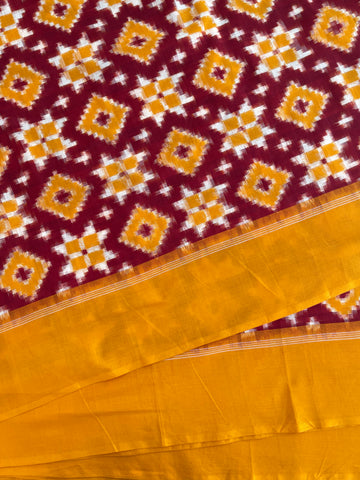 Heritage Red & Mustard Yellow Ikkat Cotton Fabric