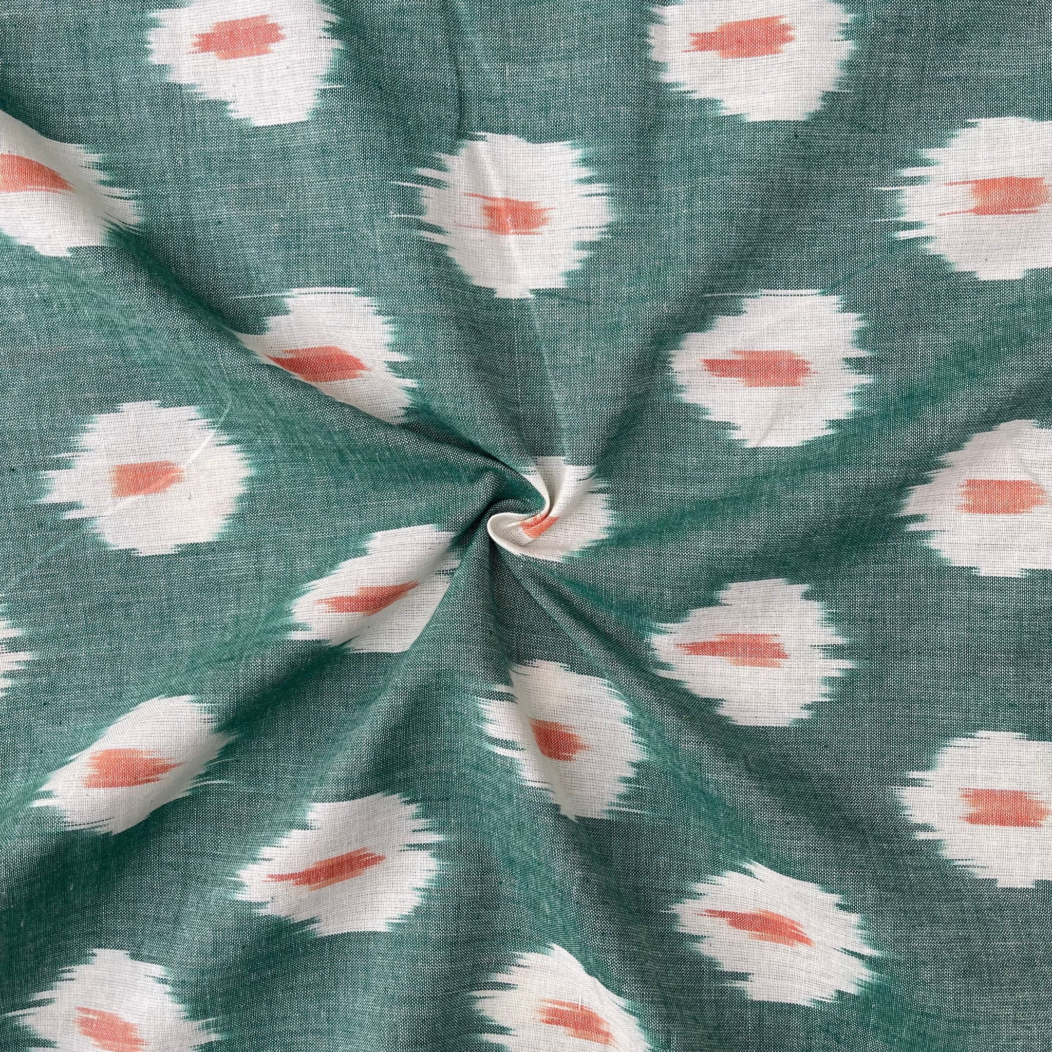 Pestal Green Color Pochampally Ikkat Cotton Fabric