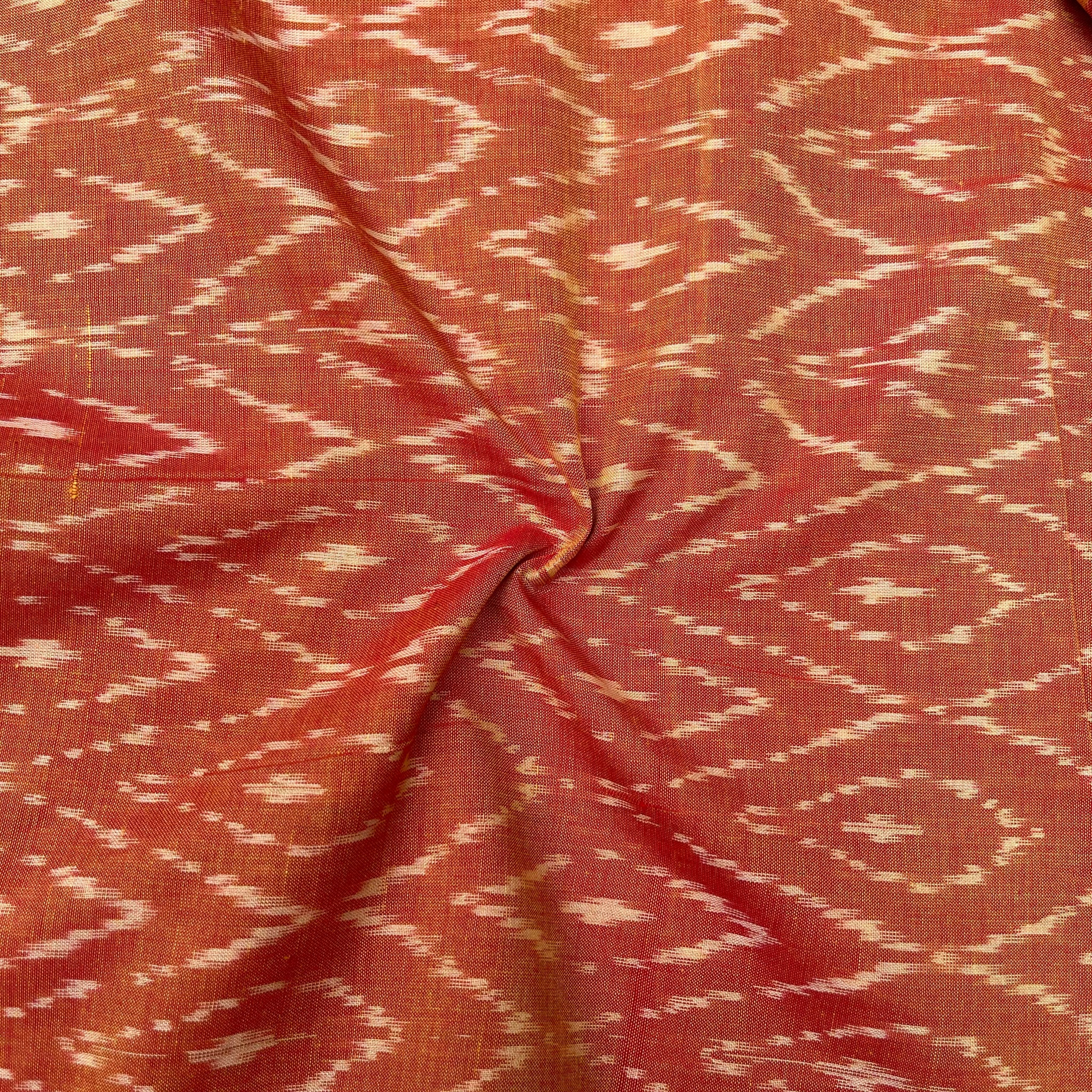 Mersiced Orange Colour Ikkat Cotton Fabric