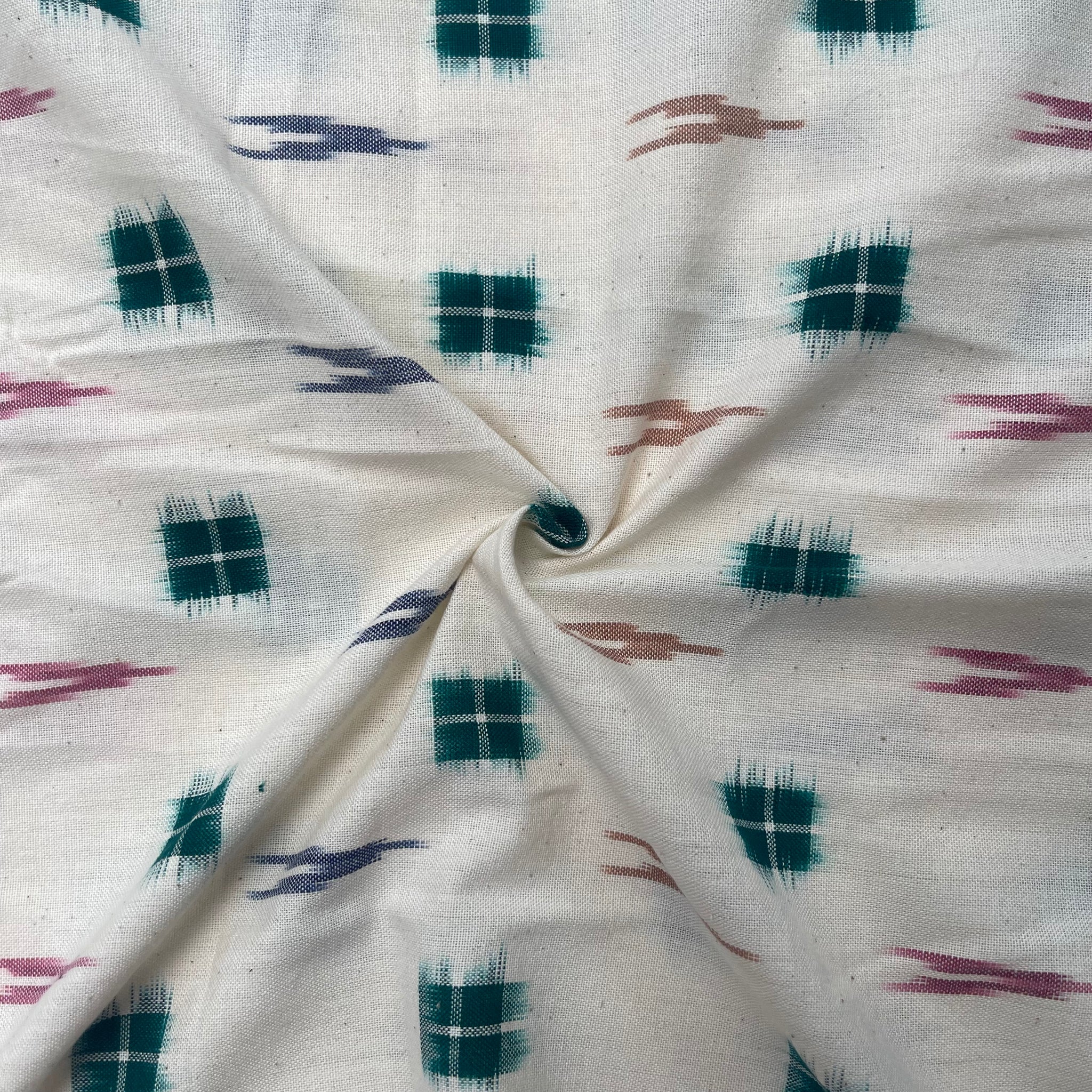 Off White Color Double  ikkat cotton Fabric