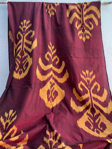 CENTRAL ASIAN IKKAT FABRIC IN MARRON IKCA980