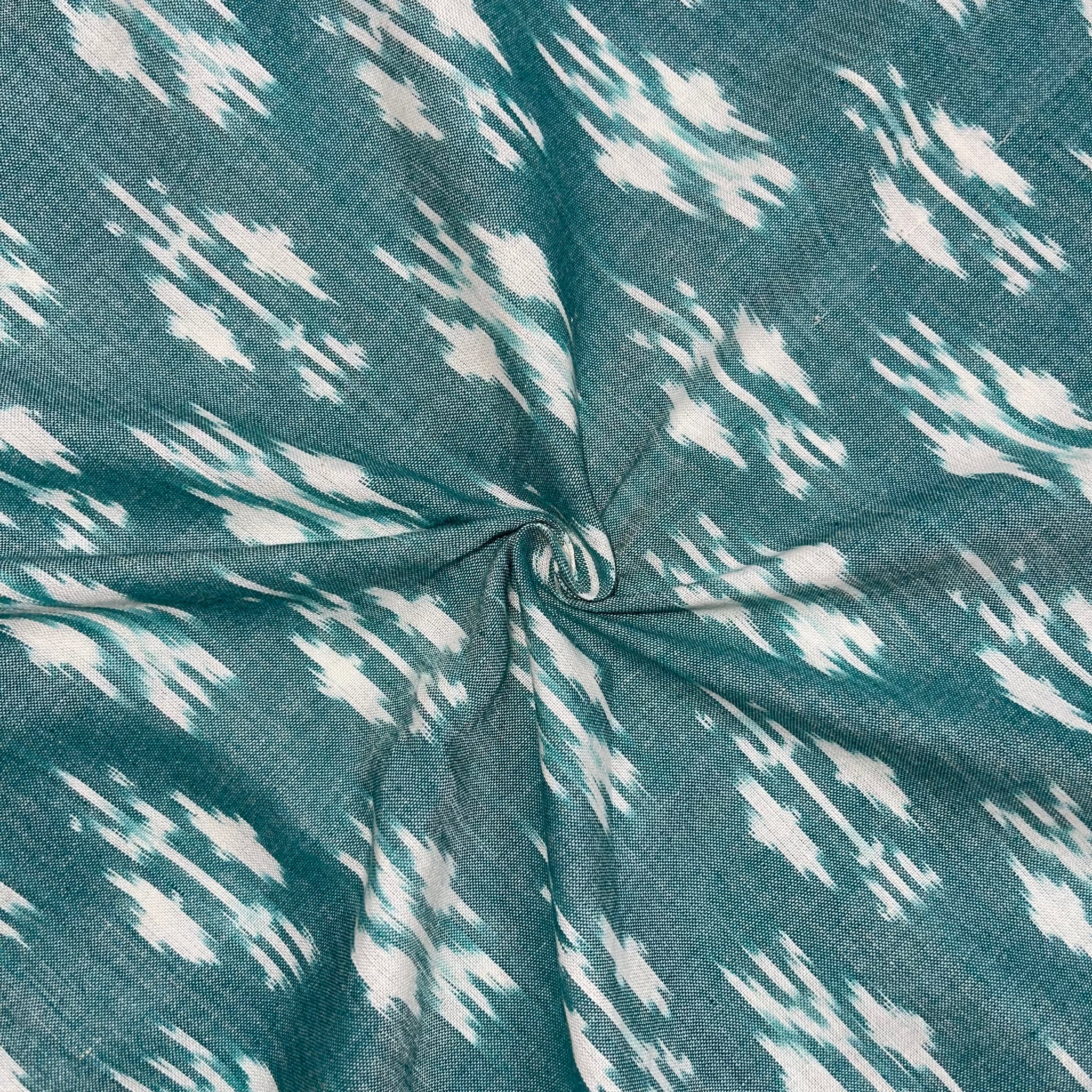 Light Green Ikkat Cotton Fabric