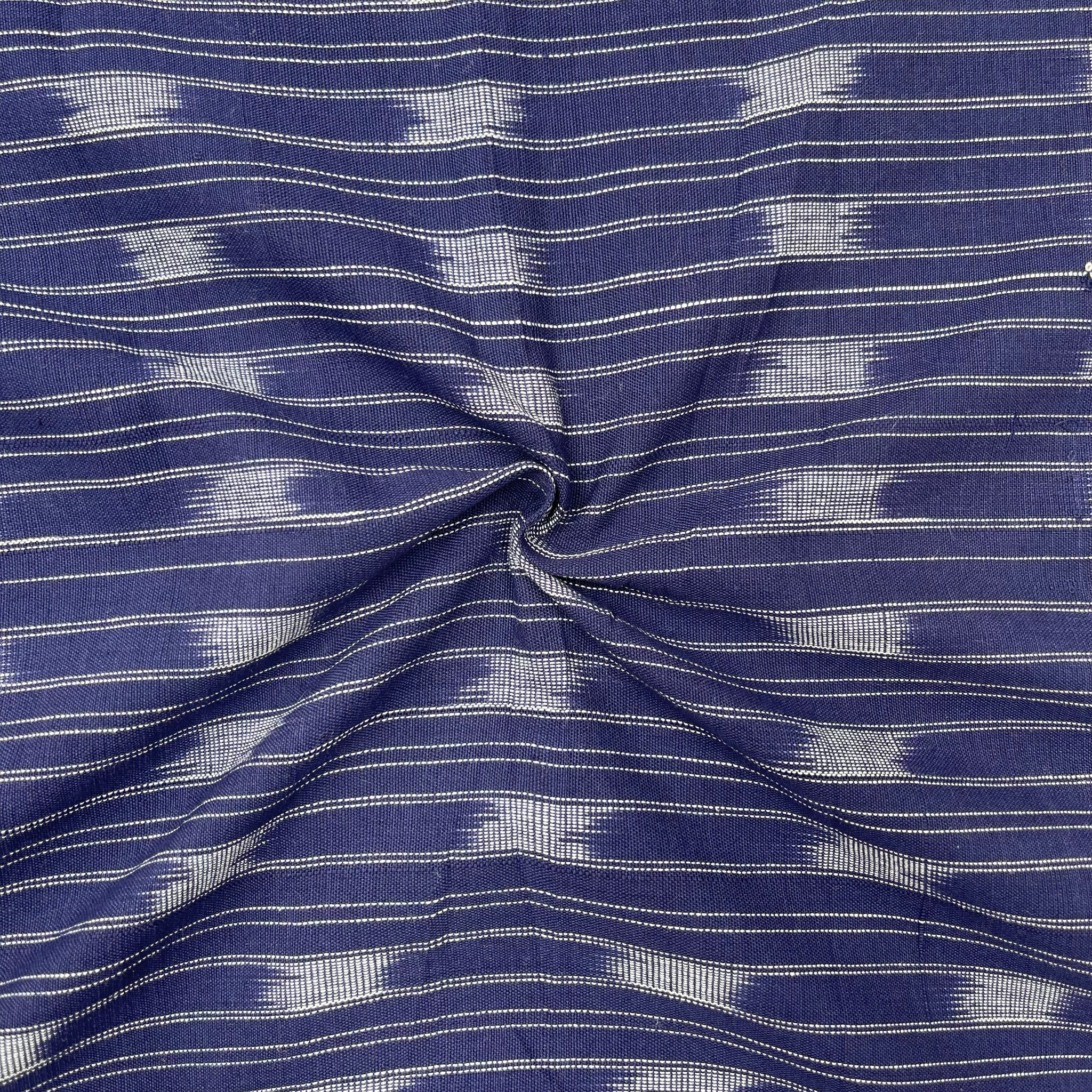 Navy Blue Colour Ikkat Cotton Fabric