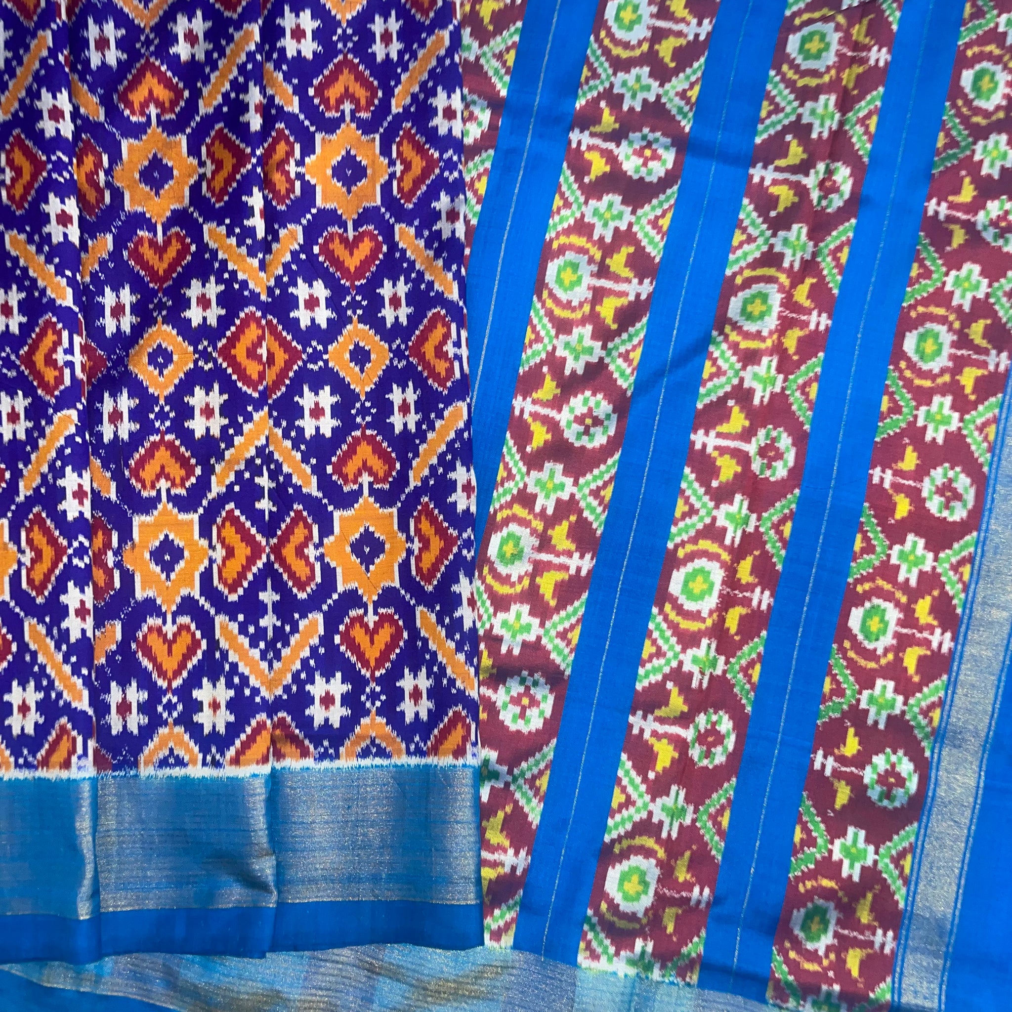 Blue Patola Ikkat Silk Saree
