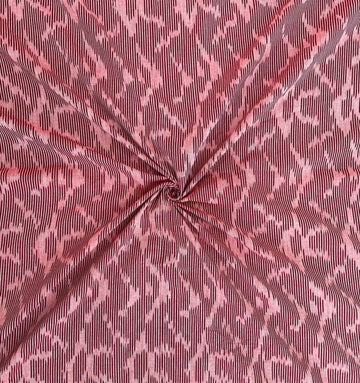 Peach wine color Geometric Design in Ikkat Cotton Handloom Fabric