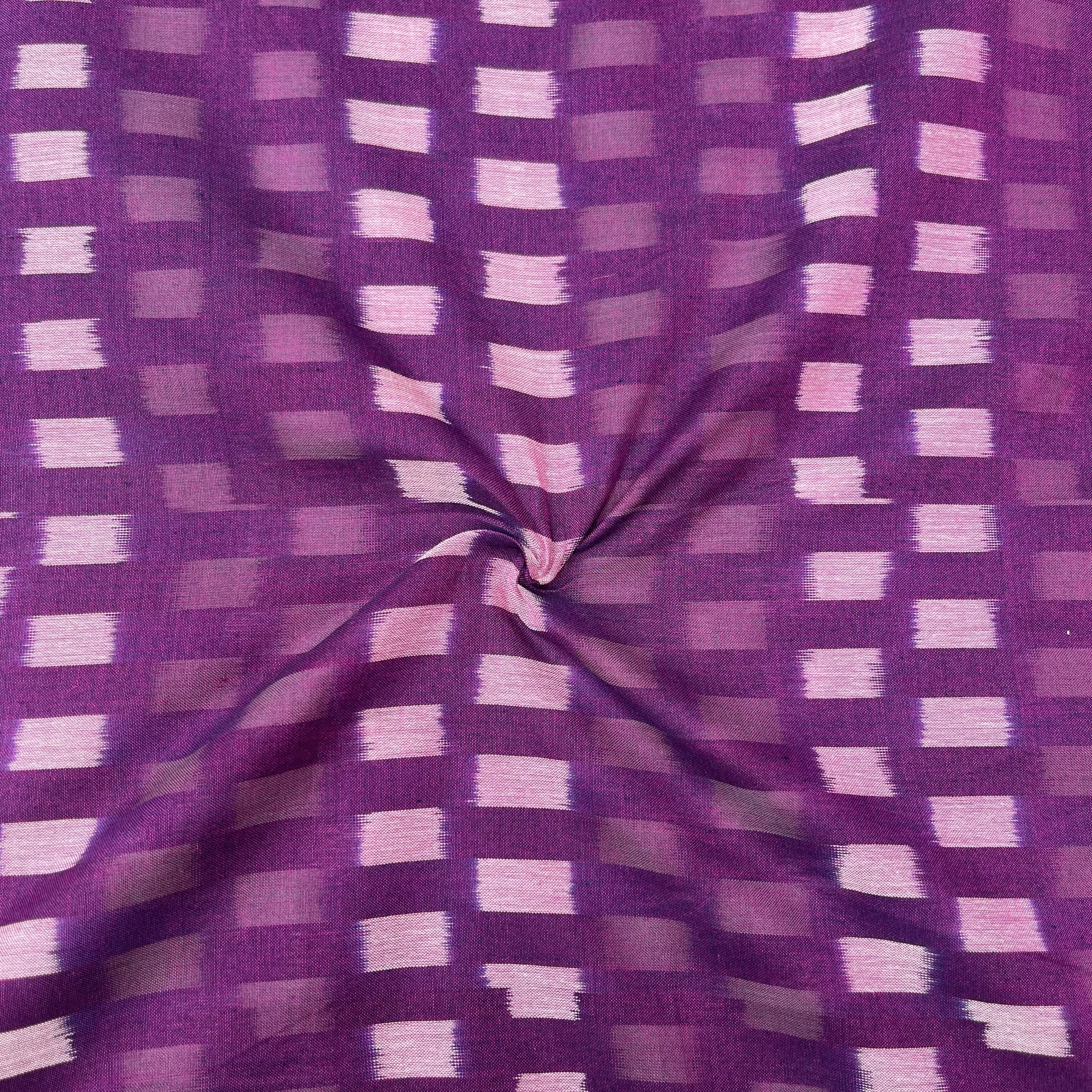 Mersiced Purple Colour Ikkat Cotton Fabric