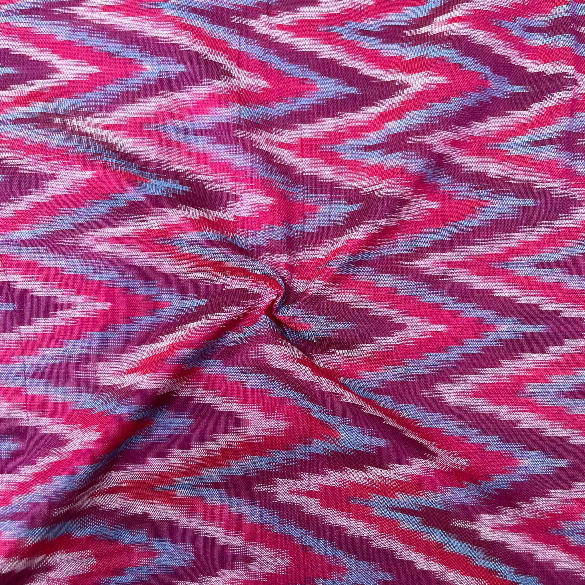 Mersiced Magenta Pink Colour Ikkat Cotton Fabric