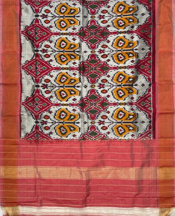 Gray  colour Butterfly Design Pochampalli Ikkat Handloom silk duppata