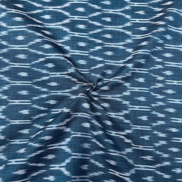 Mersiced Indigo Blue Colour Ikkat Cotton Fabric