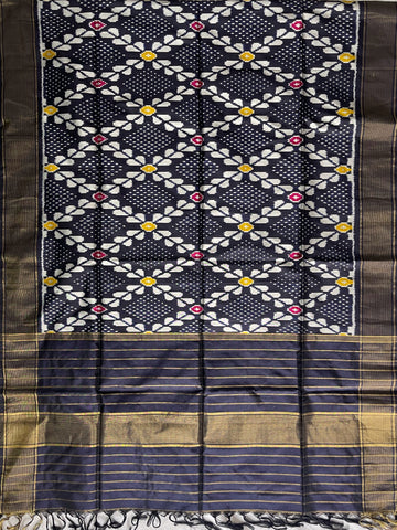 Black colour Pochampalli Ikkat Handloom silk duppata