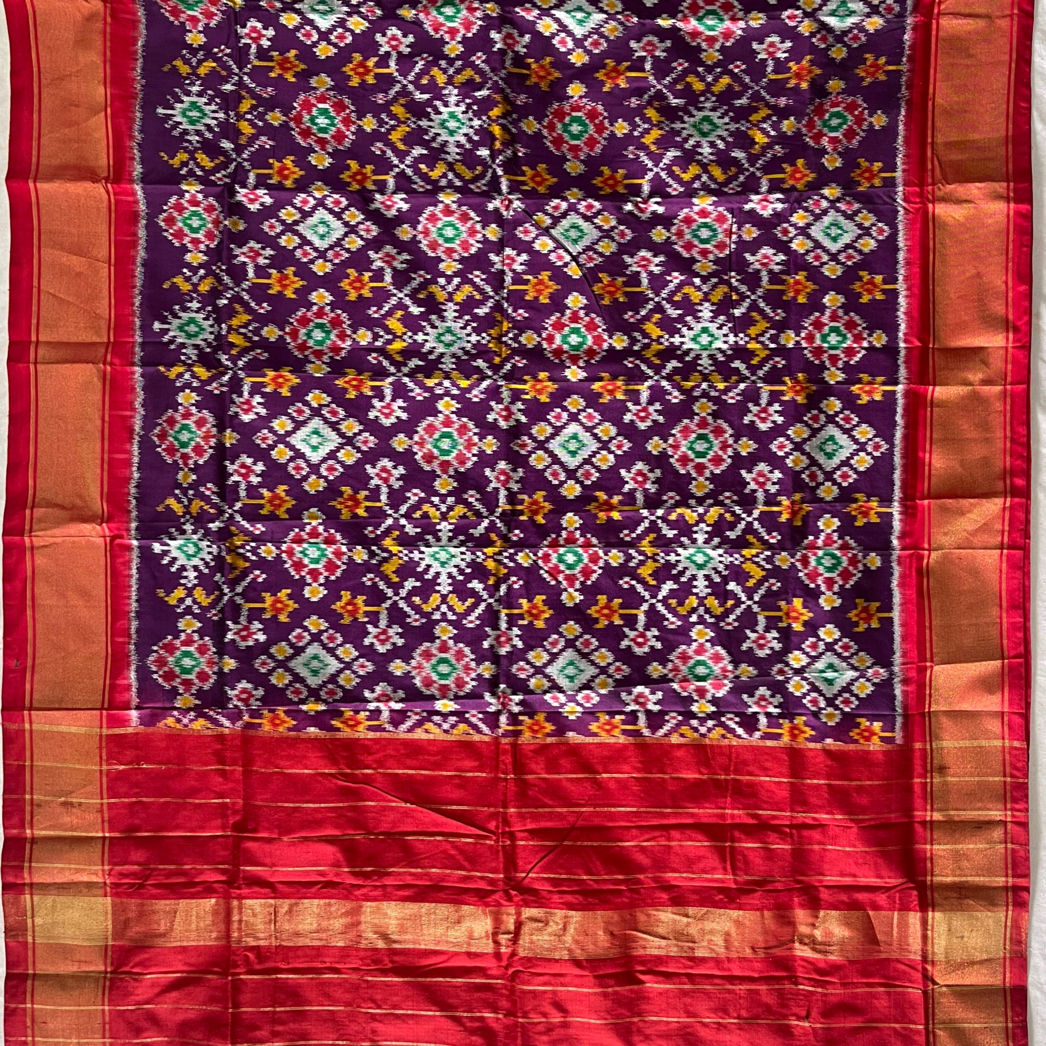 Purple & Red colour  Ikkat Handloom silk duppata